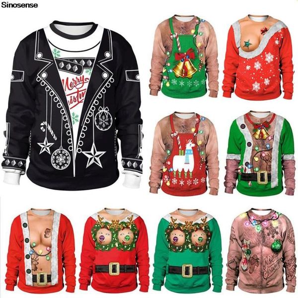 

men's sweaters 3d funny printed crew neck pullover ugly christmas sweater sweatshirts men women holiday party xmas jumpers, White;black