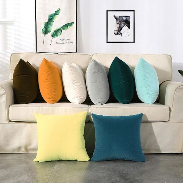 

pillow brand simple solid color comfortable cushion cover, velvet plain suitable for home office decoration