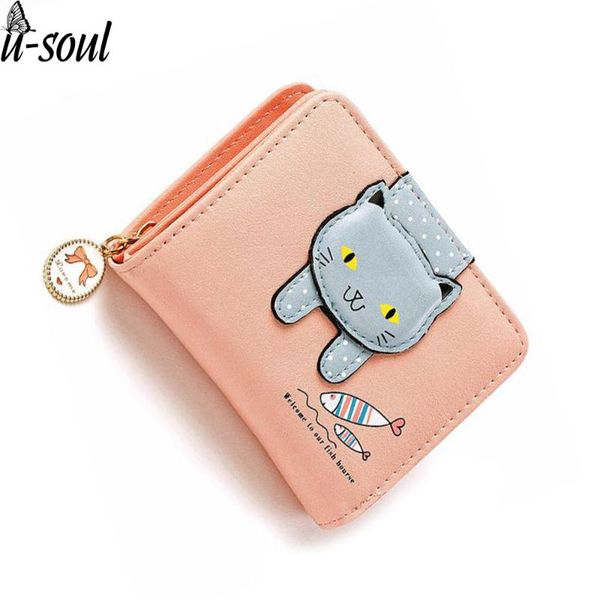 

wallets cute purse women cat wallet small zipper girl brand designed pu leather coin female card holder sj026, Red;black