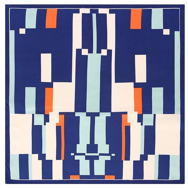 

scarves mosoga autumn square scarf for women 60cm classic geometric print shawl small size soft silky handkerchief fashion headband, Blue;gray