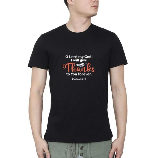

men's t-shirts give thanks christian thanksgiving bible verse streetwear o neck t-shirt summer casual, White;black