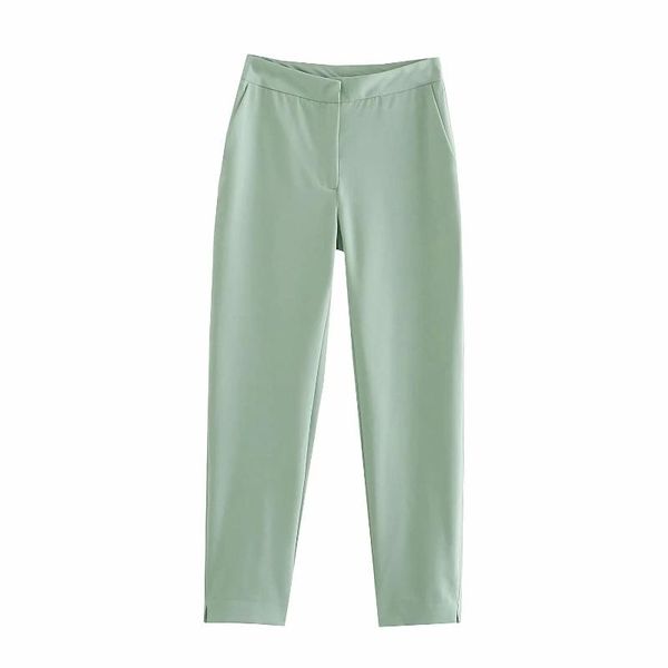 

women's pants & capris fashion women green basic casual suit spring autumn office lady straight female trousers chic vintage streetwear, Black;white