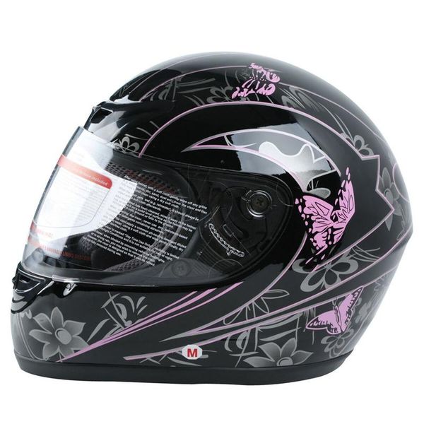 Erwachsener rosa schwarzer Schmetterlings-Sport-Straßen-Integralhelm UV-schützender Motorradhelm