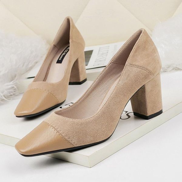 

dress shoes women pumps square toe high heels office ladies fashion shallow bridal wedding chaussure femme zapatos mujer, Black