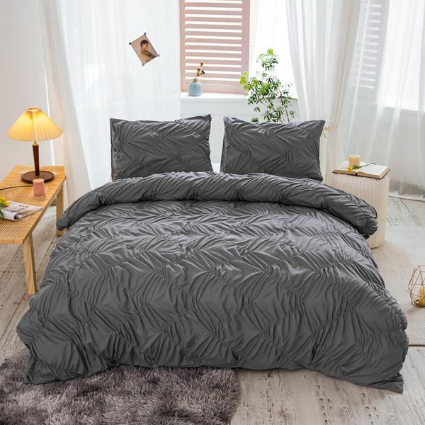 

bedding sets 2/3pcs plain colour texture lines duvet cover pillowcases  king size comfortable set