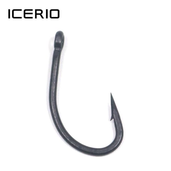 

fishing hooks icerio 30pcs/pack high carbon steel telflon coated carp matte black forged shank hook