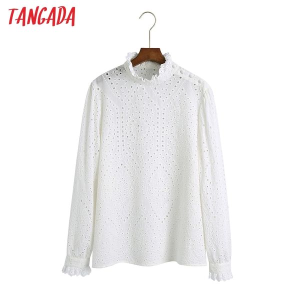 

women retro flowers embroidery long sleeve chic female blouse shirt 6z55 210416, White