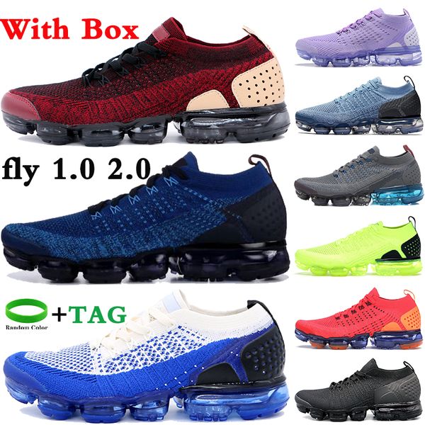

with box fly 1 2.0 running shoes gym blue triple black white cool grey team red women mens sneakers us 5.5-11