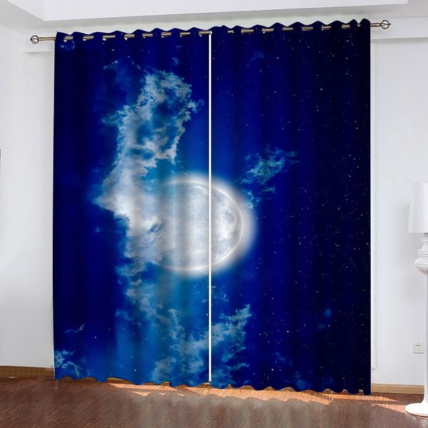 

custom 3d blackout curtain home decoration modern living room bedroom study night sky moon scenery pattern