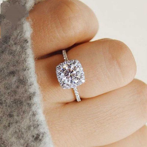 

wedding rings fashion luxury crystal engagement ring for women white cubic zirconia silver color 2021 trend female jewerly, Slivery;golden