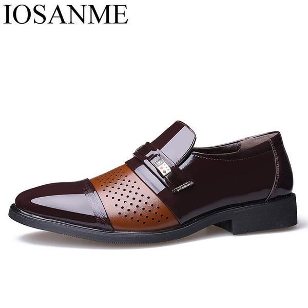

dress shoes italian trend formal leather men slip on patent male footwear office derby oxford for, Black