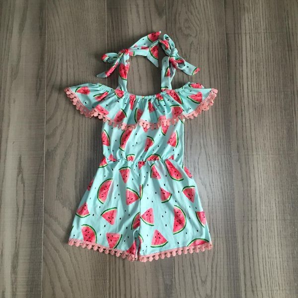 

clothes summer cotton baby kids watermelon pom one piece garment jumpsuit milk silk sleeveless, White