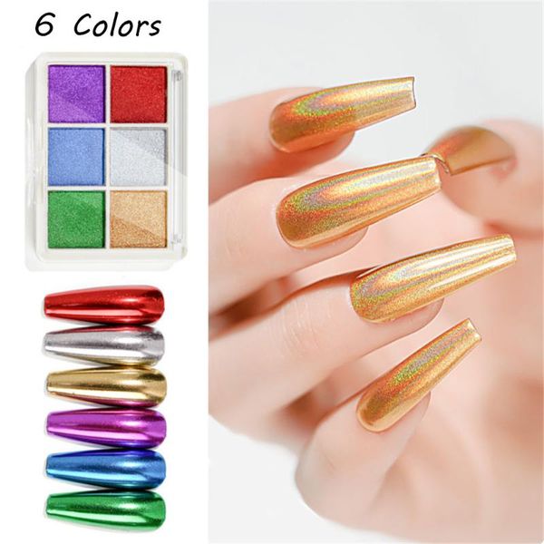 

nail glitter 6 colors metal effect pearl mirror to paint iridescent chrome power painting solid pigment art, Silver;gold