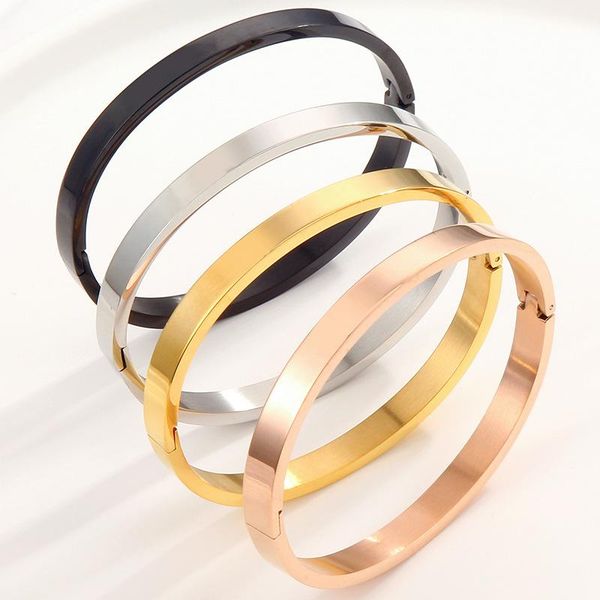 

bangle cuff bracelets for womens fashion rose accessories stainless steel gold bracelet can be opened couple jewelry, Black
