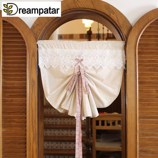 

curtain & drapes dreampatar 1pcs luxury bow ribbon idyllic roman curtains simple linen living room kitchen short ml200a