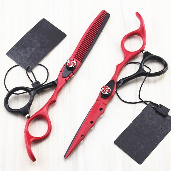 

hair scissors professional japan 440c 6 '' red cutting haircut thinning barber makas cut haircutting shears hairdresser