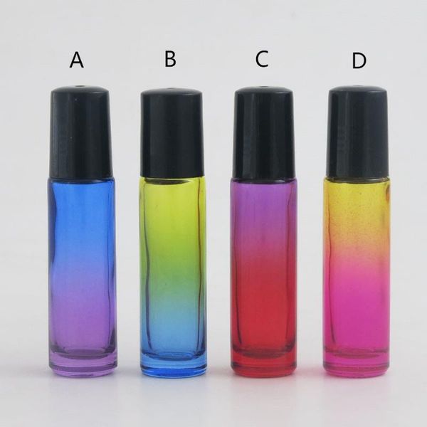 

storage bottles & jars 24pcs/lot 10ml gradient color thick glass roll on essential oil parfum -on roller ball