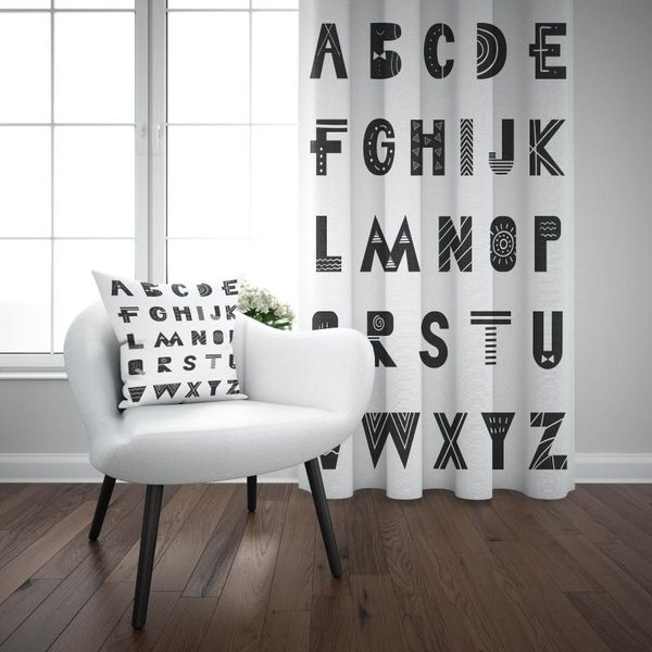 

curtain & drapes else black white alphabet letters educational 3d print kids baby children window panel set combine gift pillow case
