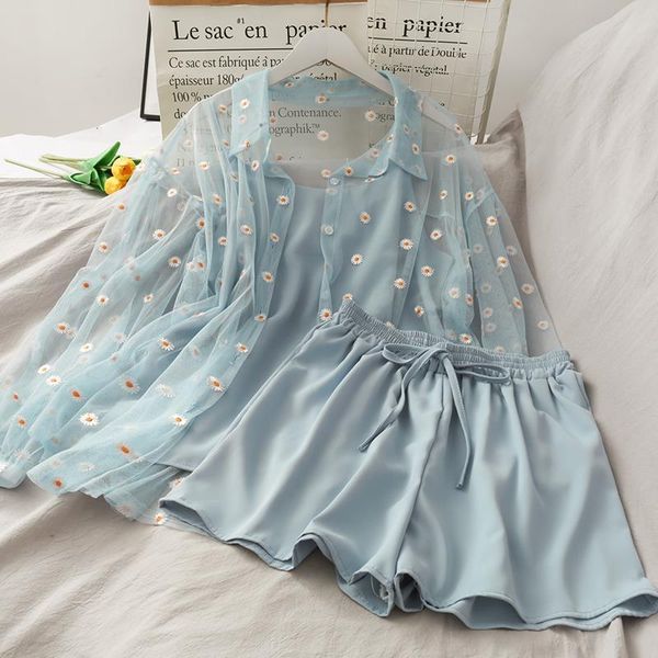 

summer three piece sets casual women tracksuits linen scoop neck shorts elastic waist belt wide leg pants suit set, Gray