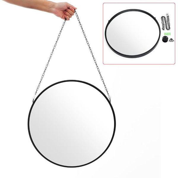 

mirrors 50cm nordic hanging mirror black metal round removable wall mount salon art toilet bathroom for home decor