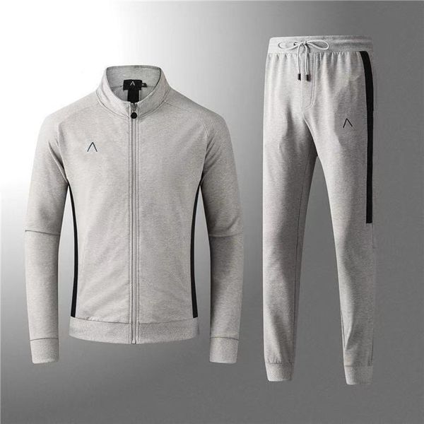 

high version tracksuits men's polyester sportswear sweatshirt sports fleece gym spring jacket trousers casual sportswear fitness set fo, Gray