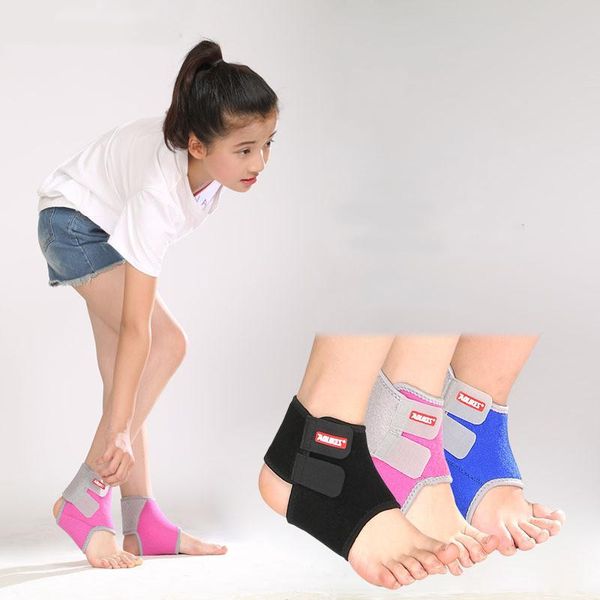

pair children football basketball safety ankle support fitness running protection foot bandage elastic brace guard sport, Blue;black