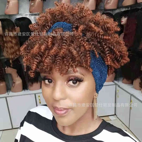 

scarves headgear women's wig small curls, Black;brown