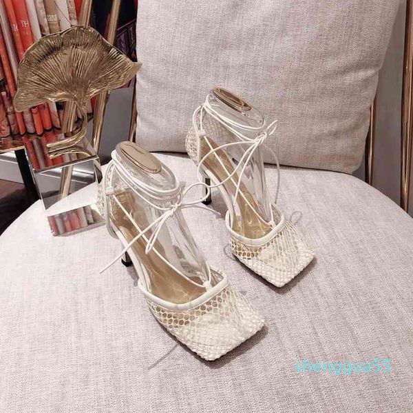 

women high heel dress shoes fashion ladies mesh square toe sandal designer woman office party shoe 3721, Black