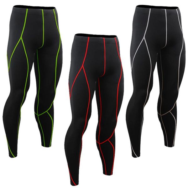 

men's compression tights training wear running sports gym fitness jogging pants quick-drying trousers workout pan, Black;blue
