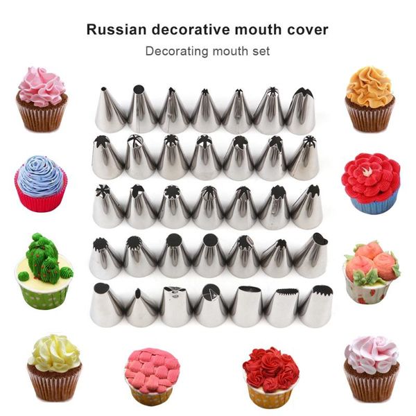

stainless steel cake decorating icing pastry piping nozzles tips set russian flower spray nozzle tip for cupcake cakes tools