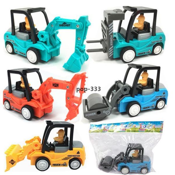 Diecast Model Cars Camion di ingegneria inerziale Mini escavatore Piccolo giocattolo per bambini