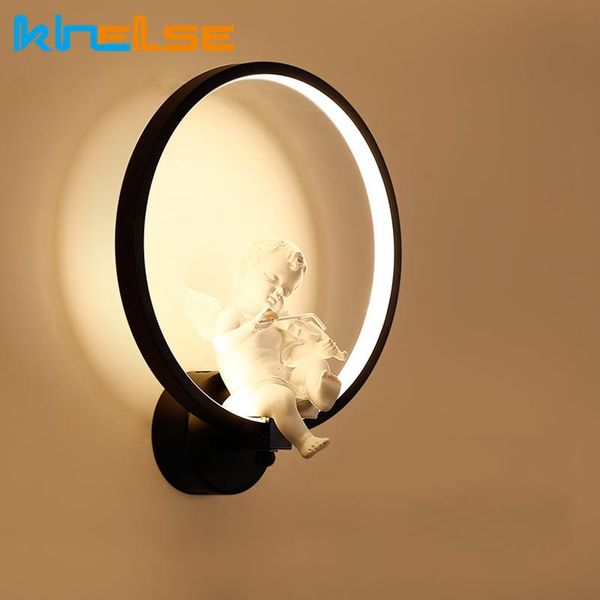 

wall lamp nordic creative led lamps lovely angel bedside scocnes kid's bedroom living room corridor home decor lighting fixtures