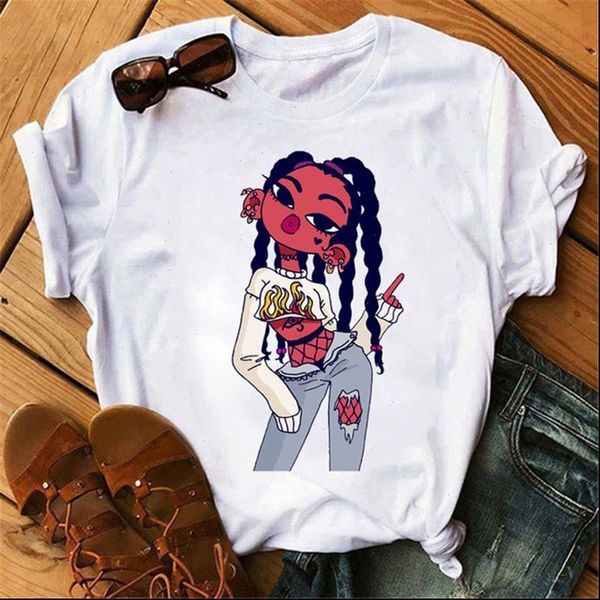 

cool melanin black girl summer women fashion funny tee harajuku ullzang female casual t shirt, White