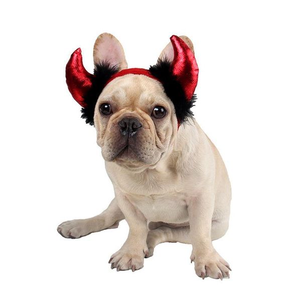 

fashion funny cute pet cat costume ox horn furry cap hat for dog halloween clothes fancy dress party costumes