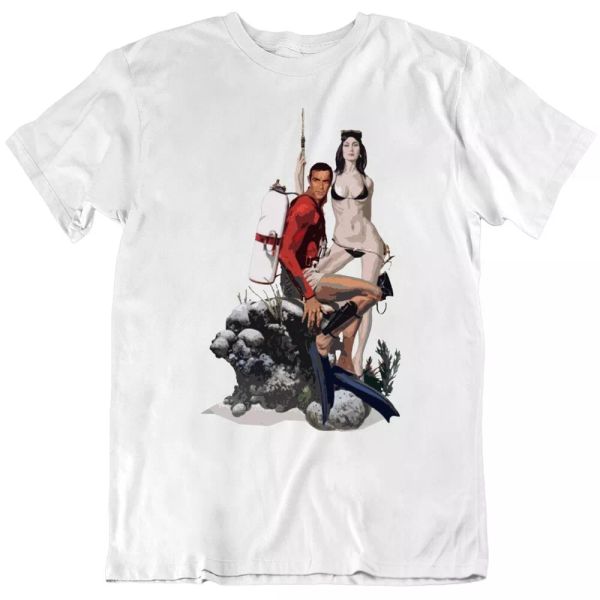 

james bond thunderball movie fan t shirt, White;black