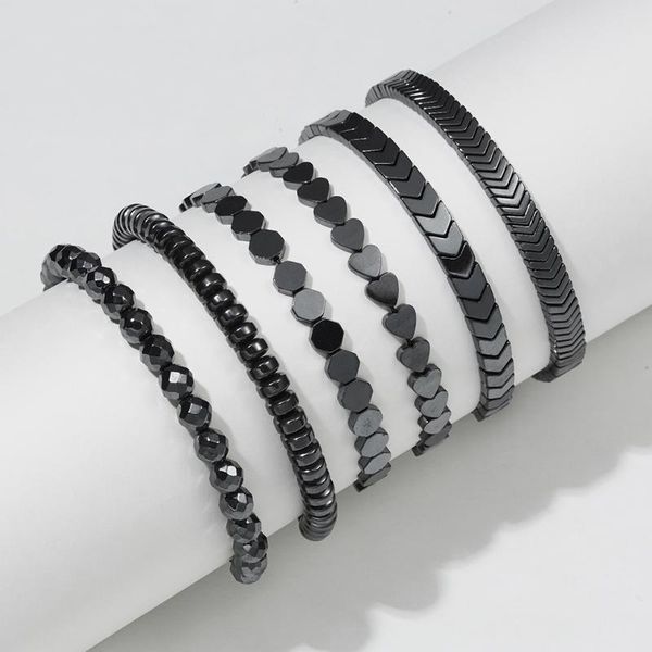 

charm bracelets simple temperament wild geometric bracelet creative love flat beads black gallstone hand-woven adjustable, Golden;silver