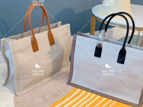 

designer beach bag, canvas blend fabric with square bags, large capacity portable handbag must travel for women