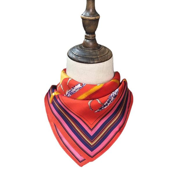 

scarves spring and summer fashion silk scarf female ten horses printed professional decoration tie band bag wrap shawl 53*53cm, Blue;gray