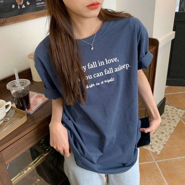 

hzirip 2021 stylish slim pullovers all match basewear thin printed letters basic summer chic casual loose t-shirts women's t-shirt, White
