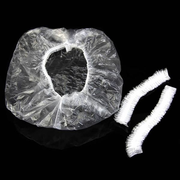 

shower caps 100pcs disposable one-off el home bathing clear hair elastic hats