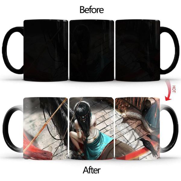 

mugs girl on horseback mug color changing heat sensitive ceramic 11oz coffee surprise gift halloween bskt-041
