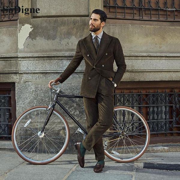 

men's suits & blazers sodigne velvet business mens coat pants double breasted tuxedos men prom dinner blazer suit (jacket +pant, White;black