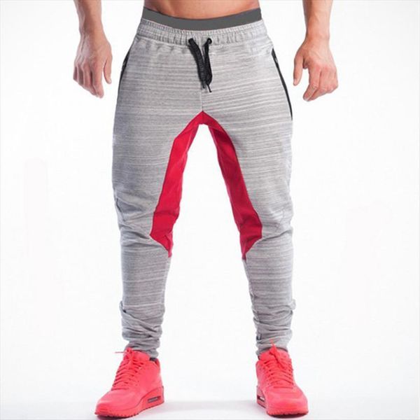 

mens fitness casual pants brand sweatpants slim, Black