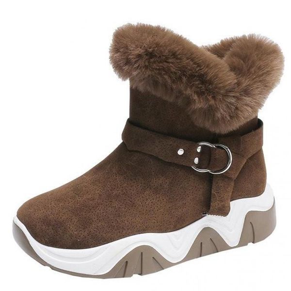 

winter boots snow women shoes woman ankle thick increased 2021 warm comfortable casual, Black