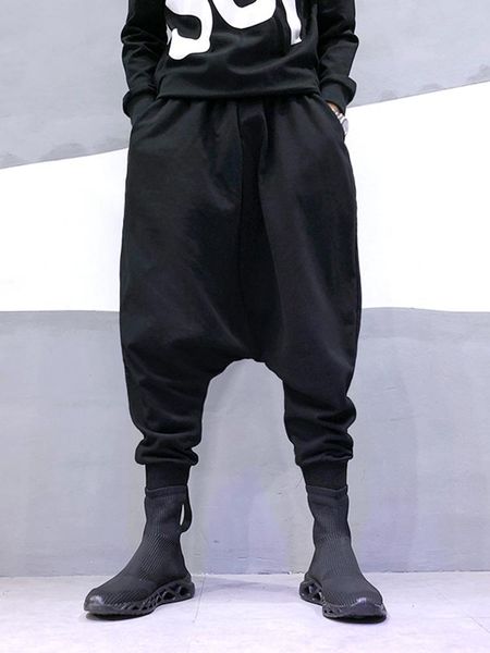

men's pants european and american tide men loose flying squirrel hip hop personality harem casual clothing, Black