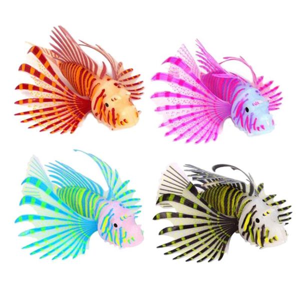 

aquarium landscaping decoration silicone luminous simulation 4 colors optional lionfish decorations
