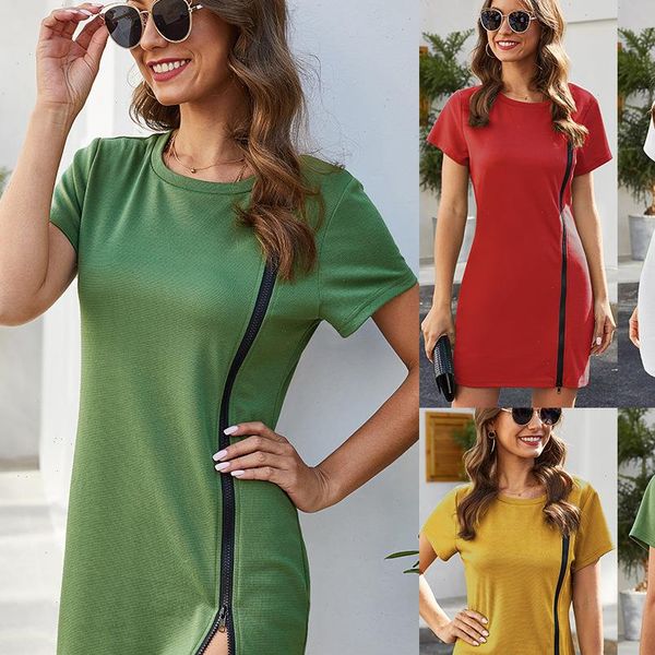 

womens dress summer woman fashion sports runway round neck short sleeve stretch slim fit hip plus size white mini, Black;gray