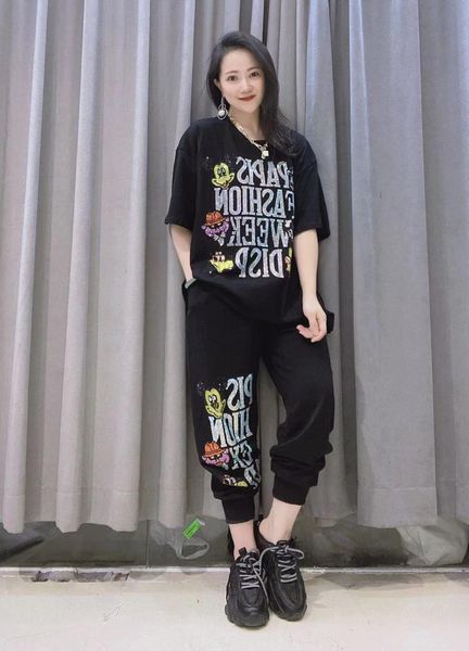 

women's two piece pants peony 2021 summer thin material leisure suit, White