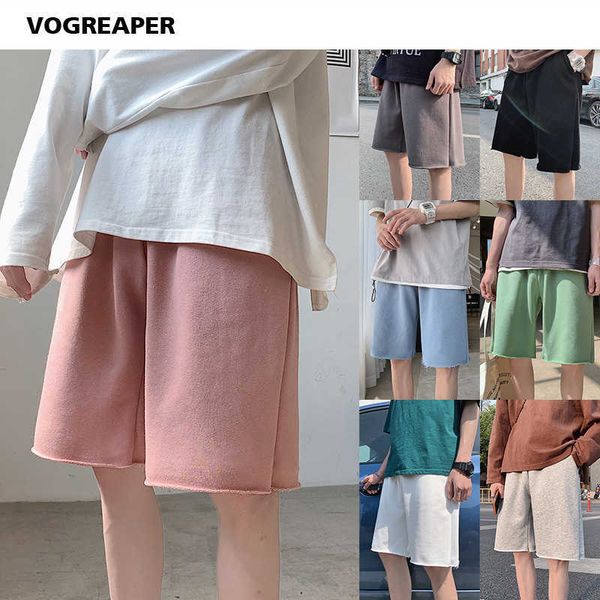 

summer men's shorts solid colors streetwear harajuku black pink bermuda harem short joggers 210714, White;black