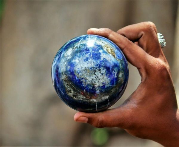 

decorative objects & figurines natural blue lapis lazuli crystal healing power metaphysical sphere ball